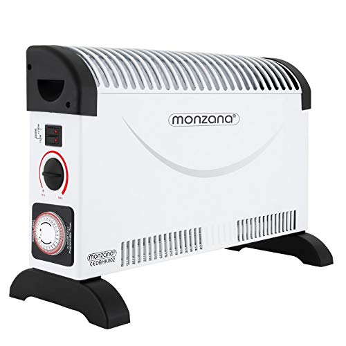 MONZANA® Konvektor Elektroheizung 2000 W inkl. 24 Std. Timer 3 Heizstufen Thermostat Elektrischer Heizkörper Mobile Heizung Stromheizung Heizgerät von Monzana