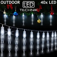 Deuba - led Lichterkette Eiszapfen Eisregen Innen Außen Weihnachtsbeleuchtung 10 Eiszapfen x 4 LEDs Kaltweiß von Deuba