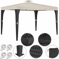 Pavillon Poly-Rattan 3x4m Wasserabweisend Dachhaube Partyzelt Garten Gartenzelt Gartenpavillon Outdoor von Deuba