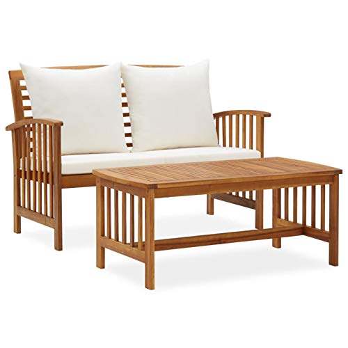 Deufre Gartenbank Holz Balkonmöbel Bank Gartensofa 2-Sitzer Outdoor Sitzbank Kleiner Balkon Sofa Holzbank Terrasse Gartenmöbel Terrassenmöbel Lounge Bank mit Tisch von Deufre