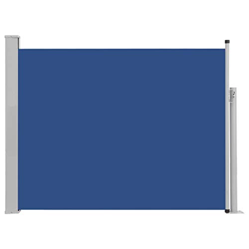 Deufre Seitenmarkise Ausziehbar 140×500 cm Sichtschutz Garten Windschutz Terrasse Ausziehbare Markise Sonnenschutz Balkon Gartensichtschutz Blau von Deufre