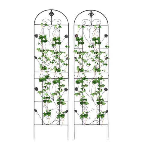 Gartenzäune 2er Set, Metall Gartenzaun, 50 x 180cm, Rankhilfe Garten, Pflanzenregale, für Gärten, Hinterhöfe, Gartenthema-Cafés von Deurqund