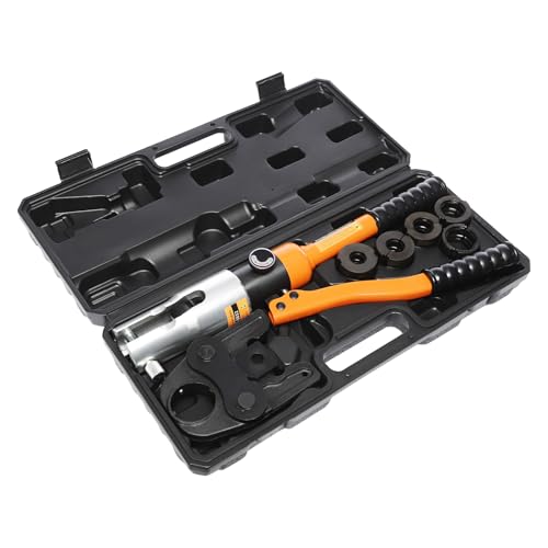 Profi Presszange M-Kontur, Hydraulische Rohrpresszange mit 10t Druckkraft für Kupferrohre, Edelstahlrohr, Presswerkzeug mit M12 M15 M18 M22 M28 Formen, inkl. Koffer von Deurqund