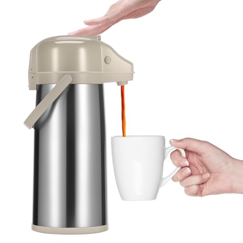 2.0L Pumpkanne,Pumpkanne Kaffee,Edelstahl Isolierkanne mit Drehbarem Fuß und Tragegriff,Ergonomischer Griff,mit Einer Hand,Ideal als Kaffeekanne von Deuson