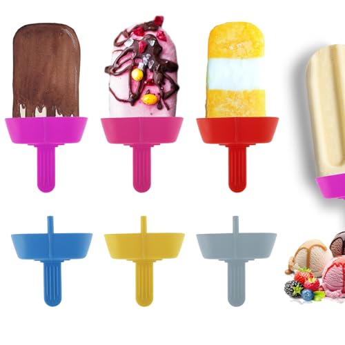 6 STK Tropffrei Eis am Stiel Halter,Silikon Eis am Stiel Halter,Tropfschutz,wiederverwendbares Eisstifthalter mit eingebauten Strohhalmschalen,sicherem Eis stabhalter für Kleinkinder Erwachsene von Deuson