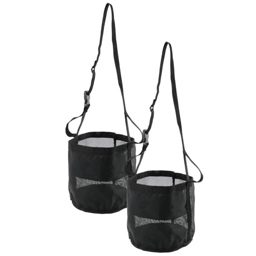 Deuson 2 Stück Pferde Futterbeutel,Futtertasche aus Nylon,Heavy-Duty Breathable Futterbeutel mit Verstellbarem Riemen und Langlebigem Snap,Pferd Maulkorb Futtertasche für Outdoor und Indoor(schwarz) von Deuson