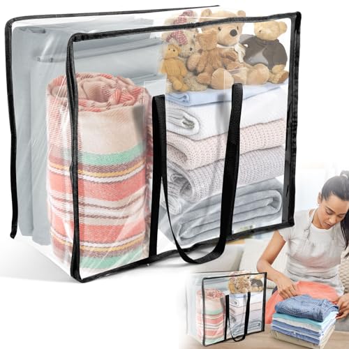 Deuson Aufbewahrungsbeutel,40 l,Transparente Umzugstaschen aus PVC,Verschleißfest,Wasserdicht,Großes Aufbewahrungsboxen,Organizer für Umzug Camping Bettwäsche Kleidung Aufbewahrung(transparente) von Deuson