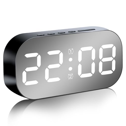 Digitaler Wecker, 5 Stufen, dimmbar, Nachtlicht, Digitaluhr, tragbarer Desktop-Wecker mit Temperaturanzeige, Schlummerfunktion, Nachtmodus, kleine Desktop-Uhr, batteriebetrieben und USB-betrieben für Digitaler Wecker, 5 Stufen, dimmbar, Nachtlicht, Digitaluhr, tragbarer Desktop-Wecker mit Temperaturanzeige, Schlummerfunktion, Nachtmodus, kleine Desktop-Uhr, batteriebetrieben und USB-betrieben für von Deuson