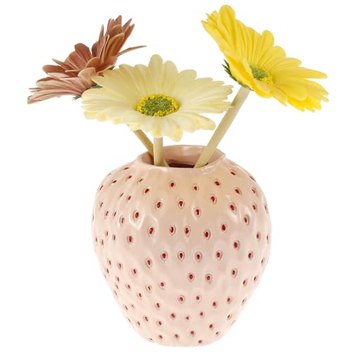 Erdbeervase 4,72 × 4,13 × 4,72 Zoll dekorativen Erdbeer -Form -Pflanzerharzharz -Erdbeer -geformt(Rosa) von Deuson