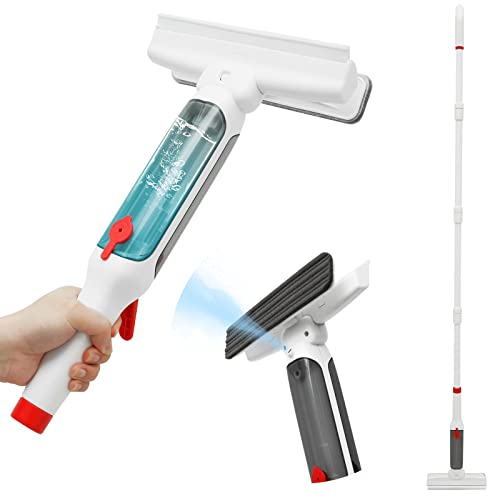 Fensterabzieher,3in1 Kratzfeste Wassersprüh-Fensterreiniger,mit Wassersprühfunktion und Abwasserrückgewinnung Funktion,mit 4 Scheuertüchern zum Reinigen von Spiegel,Dusche,Glas,Autos von Deuson