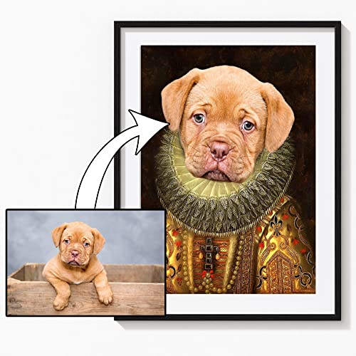 Dein Haustier als Königliches Portrait Artwork auf einem Poster Geschenk für Haustierbesitzer – Personalisierte Geschenke für Männer & Frauen – Haustier Geschenk – mit Foto (Royal R03) von Deutsam