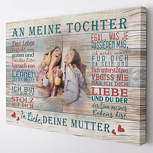 Deutsam Personalisierte Leinwand „An meine Tochter“ von Mama Mutter Geschenk von Mutter an Tochter zum Geburtstag Weihnachten Wanddeko Leinwandbild von Deutsam