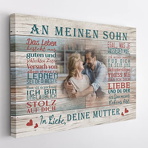 Deutsam Personalisierte Leinwand „An meinen Sohn“ von Mama Mutter Geschenk von Mutter an Sohn zum Geburtstag Weihnachten Wanddeko Leinwandbild von Deutsam