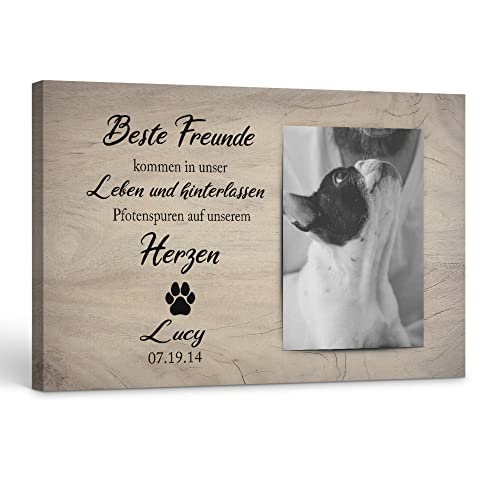 Deutsam Personalisierte Leinwand "Beste Freunde" Geschenk für Hundebesitzer Haustier Hund Erinnerung Deko Leinwand mit Bild Hund gestorben Andenken von Deutsam