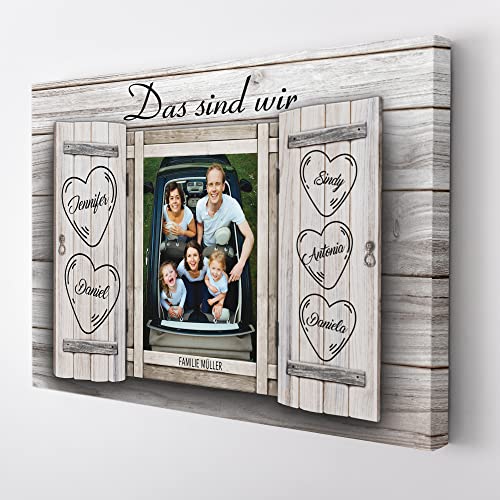 Deutsam Personalisierte Leinwand "Familien Foto" Geschenk zum Valentinstag mit eigenem Foto Geschenk Valentinstag Muttertag Vatertag Leinwandbild von Deutsam