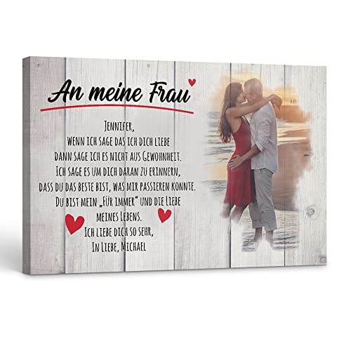 Deutsam Personalisierte Leinwand Für meine Frau 2" Geschenk zum Valentinstag mit eigenem Foto Geschenk Valentinstag Muttertag Geburtstag Leinwandbild von Deutsam