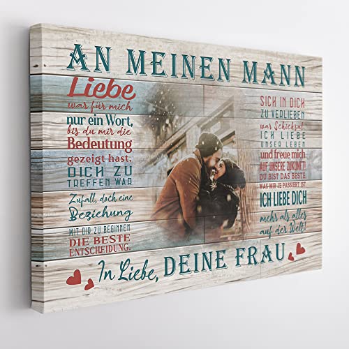 Deutsam Personalisierte Leinwand Für meinen Mann 3" Geschenk zum Valentinstag mit eigenem Foto Geschenk Valentinstag Muttertag Vatertag Leinwandbild von Deutsam