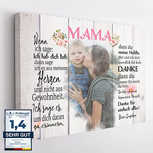 Deutsam Personalisierte Leinwand Mama Geschenk zum Muttertag Valentinstag mit eigenem Foto Geschenk für Mutter Geburtstag Leinwandbild von Deutsam