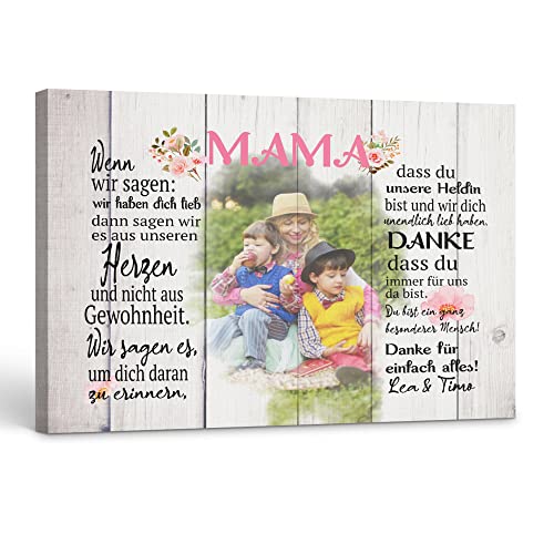 Deutsam Personalisierte Leinwand Mama Wir Version Geschenk zum Muttertag Valentinstag mit eigenem Foto Geschenk von Kindern für Mutter Geburtstag von Deutsam