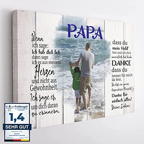 Deutsam Personalisierte Leinwand Papa Geschenk zum Vatertag Valentinstag mit eigenem Foto Geschenk für Vater Geburtstag Leinwandbild von Deutsam