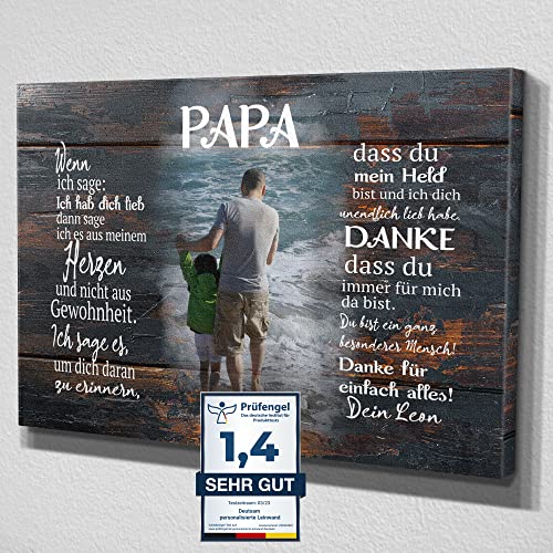 Deutsam Personalisierte Leinwand Papa Schwarz Geschenk zum Vatertag Valentinstag mit eigenem Foto Geschenk für Vater Geburtstag Leinwandbild von Deutsam