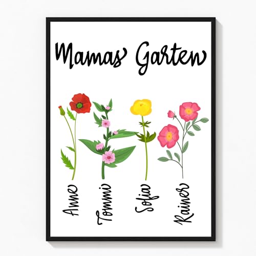 Deutsam Personalisiertes Poster Mamas Garten Geschenk zum Muttertag von Kinder Muttertagsgeschenk für Mama mit Namen von Kinder Geschenk Geburtstag Mama von Deutsam