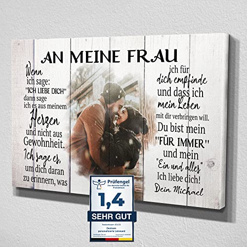 Deutsam Personalisierte Leinwand Für meine Frau Geschenk zum Valentinstag mit eigenem Foto Geschenk Valentinstag Muttertag Vatertag Leinwandbild von Deutsam