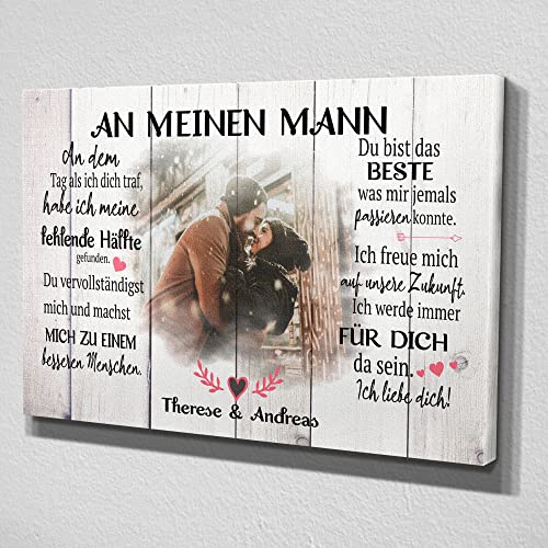 Deutsam Personalisierte Leinwand Für meinen Mann Herz Geschenk zum Valentinstag mit eigenem Foto Geschenk Valentinstag Muttertag Vatertag Leinwandbild von Deutsam