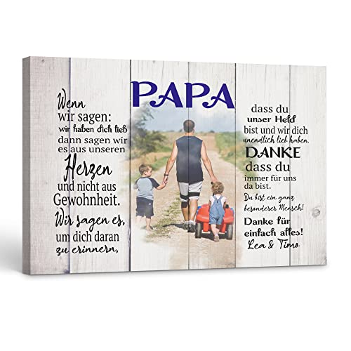 Deutsam Personalisierte Leinwand Papa Wir Version Geschenk zum Vatertag Valentinstag mit eigenem Foto Geschenk von Kindern für Vater Geburtstag von Deutsam