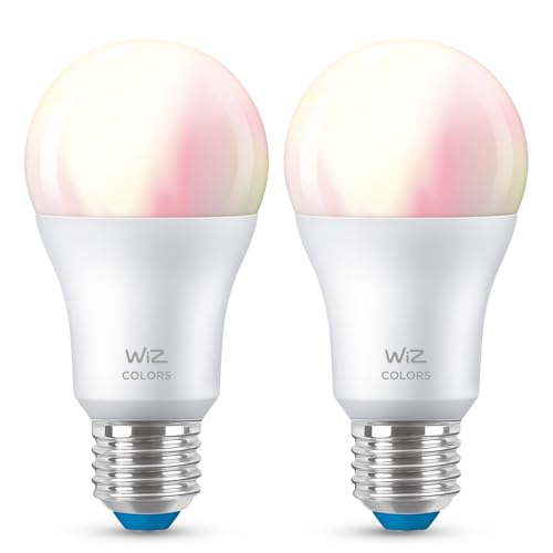 Deutsche Telekom x WiZ Tunable White and Color LED Lampe E27 (806 lm), 60 W Lampe mit 16 Mio. Farben oder warm- bis kaltweißem dimmbarem Licht, smarte Lichtsteuerung über WLAN per Stimme/App, 2er Set von Deutsche Telekom