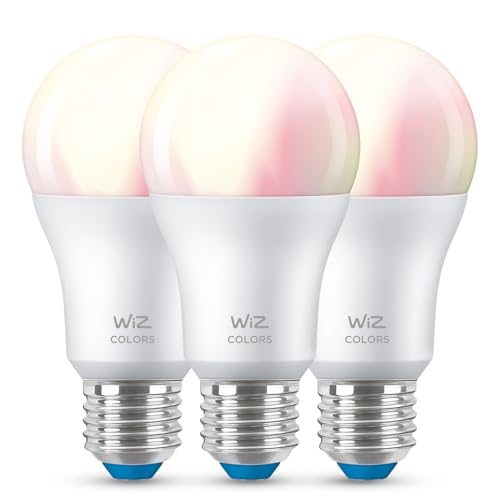 Deutsche Telekom x WiZ Tunable White and Color LED Lampe E27 (806 lm), 60 W Lampe mit 16 Mio. Farben oder warm- bis kaltweißem dimmbarem Licht, smarte Lichtsteuerung über WLAN per Stimme/App, 3er Set von Deutsche Telekom