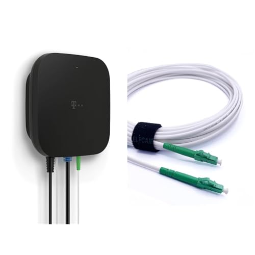 Telekom Glasfaser Modem 2 & Elfcam® - LWL Glasfaser-Kabel LC/APC auf LC/APC Stecker, Simplex 9/125μm Patchkabel, Lichtwellenleiter LSZH, Weiß, 15 Meter von Deutsche Telekom