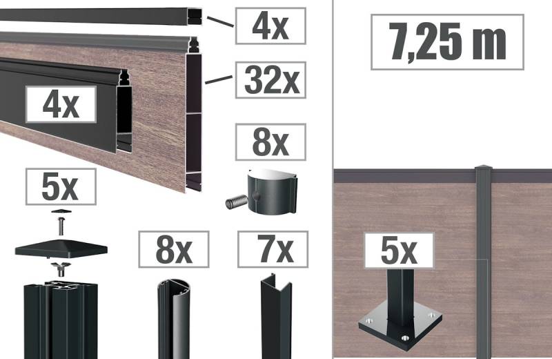 dz ALU Steckzaun VIDUAL snap-Set 140 D00 - m. Pf.+FP - 7,25m - 1212 - ANTIQUE OAK-DV dz ALU Steckzaun VIDUAL snap-Set 140 D00 - m. Pf.+FP - 7,25m - 1212 - ANTIQUE OAK-DV von Deutsche Zauntechnik