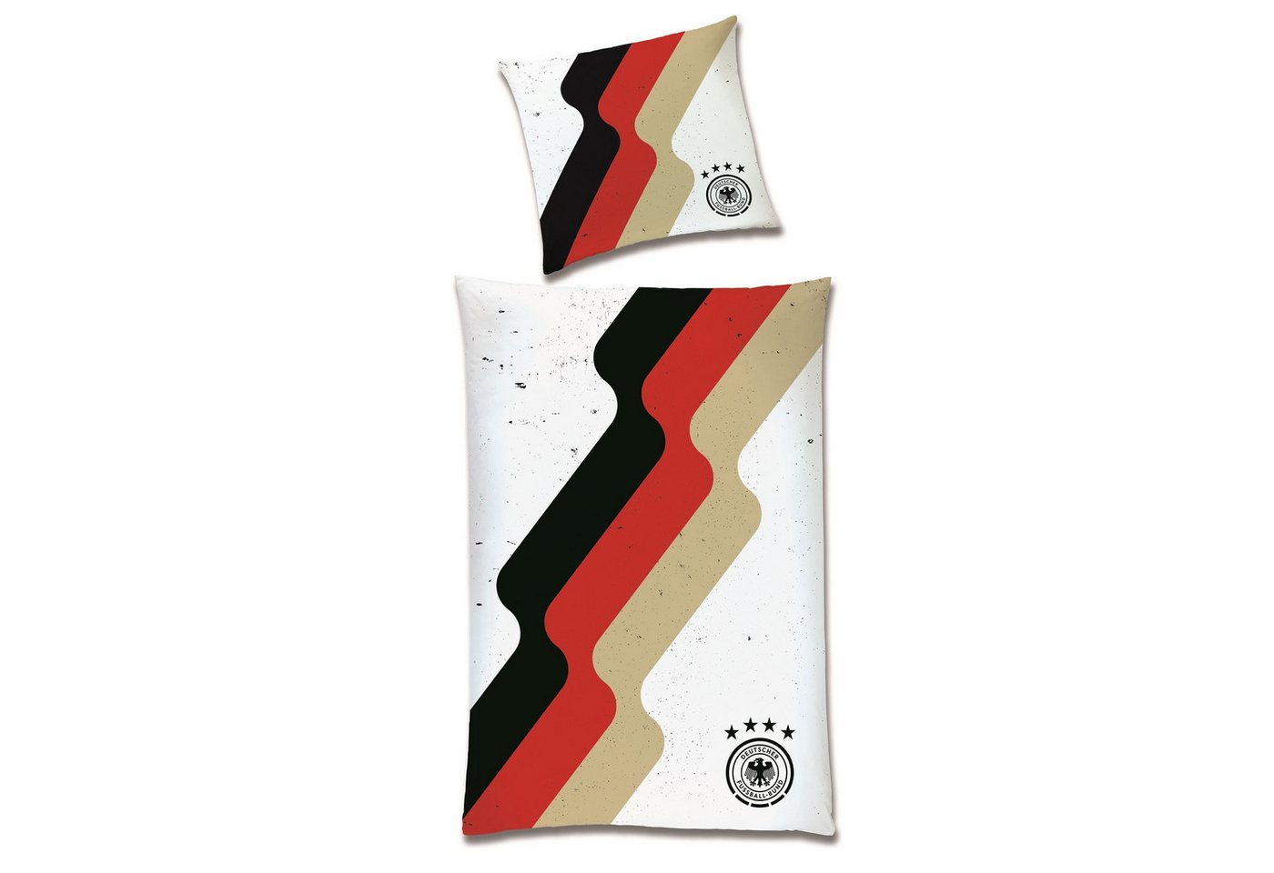 Deutscher Fußball-Bund Bettwäsche zur EM 2024 135x200 80x80 cm mit Reißverschluss aus 100% Baumwolle, Renforcé, 2 teilig, mit Querstreifen in Deutschland Farben Deutscher Fußball-Bund Bettwäsche zur EM 2024 135x200 80x80 cm mit Reißverschluss aus 100% Baumwolle, Renforcé, 2 teilig, mit Querstreifen in Deutschland Farben von Deutscher Fußball-Bund