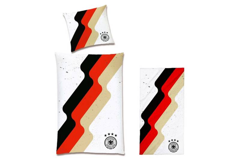 Deutscher Fußball-Bund Bettwäsche zur EM 2024 135x200 80x80 cm mit Reißverschluss aus 100% Baumwolle, Renforcé, 3 teilig, mit extra Handtuch und DFB Logo Deutscher Fußball-Bund Bettwäsche zur EM 2024 135x200 80x80 cm mit Reißverschluss aus 100% Baumwolle, Renforcé, 3 teilig, mit extra Handtuch und DFB Logo von Deutscher Fußball-Bund