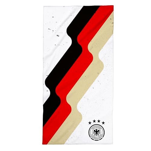 DFB Offizielles Handtuch Deutscher Fußball Bund · Fußball Strandtuch in 75x150 cm aus 100% Baumwolle · Strandtuch mit Deutschlandfarben Logo (Retro) von DFB