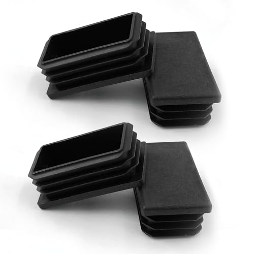 45x25 mm Lamellenstopfen für Vierkantrohr - 4 Stück Rohrabdeckung aus Polyethylen (PE), Stopfen Endstopfen Endkappen Rohrstopfen Quadratisch für Stahl-, Edelstahl- und Alurohre (Schwarz) von Devantia