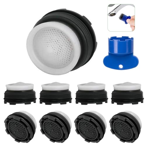 Strahlregler M24 für Wasserhähne - Wasserbelüfter Wasserhahn Aufsatz Wasserhahn Sieb/Filter aus Hochwertige ABS-Filter gegen Rost und Spritzer (M24, 9er Set, 1 Werkzeug) von Devantia