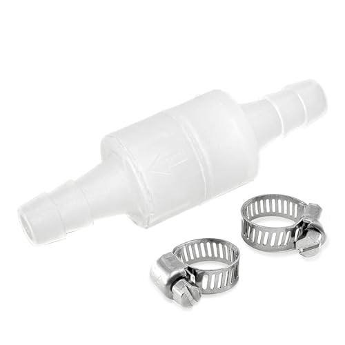 Durchmesser 6mm Inline Rückschlagventil - Verbessert Kunststoff Rückschlagventil mit Klemmbändern für Aquarium Wasser Flüssigluft Kraftstoff Gas, für Waschmaschinen Trockner (6mm) von Devantia