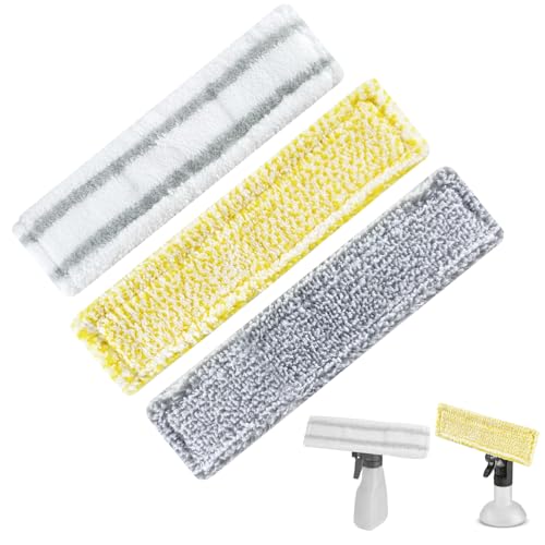 Ersatzmikrofaser Wischbezug Fenstersauger Zubehör für Karcher WV1 WV2 WV5 WV6, Fensterreiniger Ersatzteile, Sprühflasche Zubehör, Wischmoppad für Kärcher, Ersatzpads Fensterreiniger (3 Stück) von Devantia