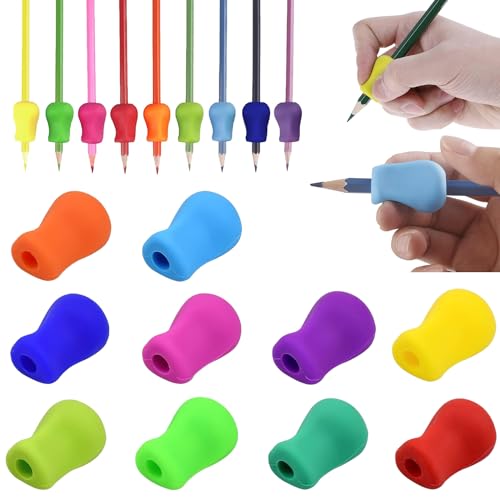10 Stück Schreibhilfe für Stift Kinder, Bleistift Griffe, Silikon Ergonomische Schreiblernhilfe Grip, Stifthalter Schreibhilfe, Schreiben Haltungskorrektur Werkzeug für Kinder Erwachsener Handschrift von Devenirriche