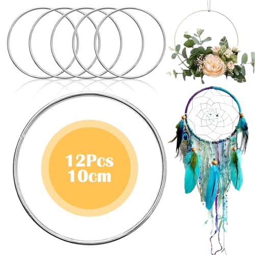 12 Stück Metallring zum Basteln, 10cm Makramee Deko Ringe, Traumfänger Ringe, Metallring Drahtring DIY Basteln Kranz Rahmen für Hochzeit Weihnachten Festival Party Dekoration von Devenirriche