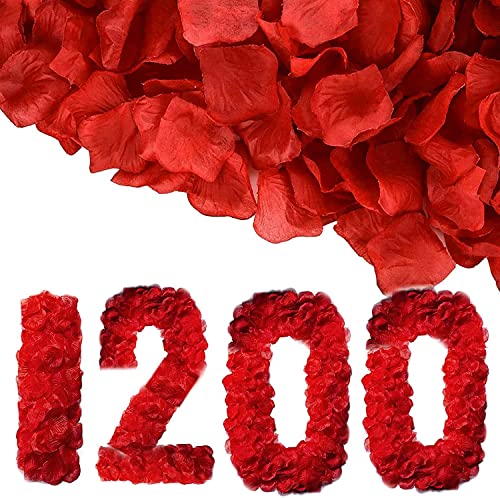 1200 Stück Rosenblätter Rot, Künstliche Rosenblätter für Romantische Anlass, Hochzeitstag, Valentinstagsparty, Geständnisdekoration, Romantische Atmosphäre von Devenirriche