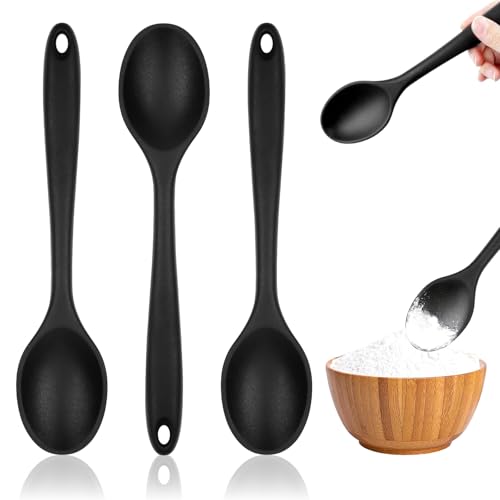 3 Stück Kochlöffel Silikon, Silikon Löffel, Langen Griff Silikon Kochlöffel, Klein Küche Löffel, Servierlöffel, Mixing Spoons für Kochen Backen RüHren von Devenirriche