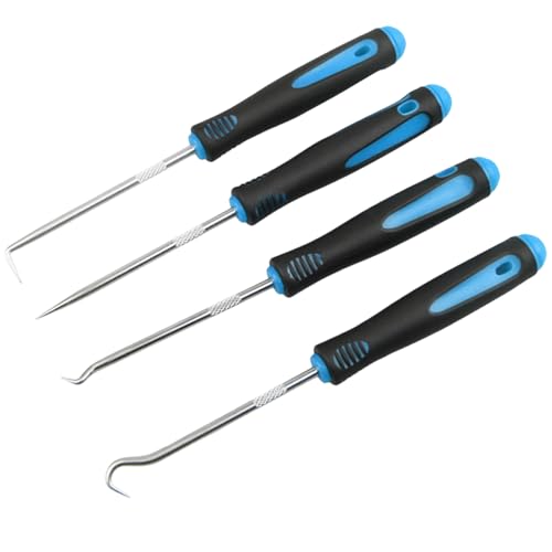 4-Teiliges Pick & Haken Set, Professioneller Nadel- und Haken-Satz, Mini Präziser Haken-Satz zum Entfernen von Schläuchen, Dichtung Demontagehaken Werkzeug für Öl-Ringe und Dichtungen (Wathet) von Devenirriche