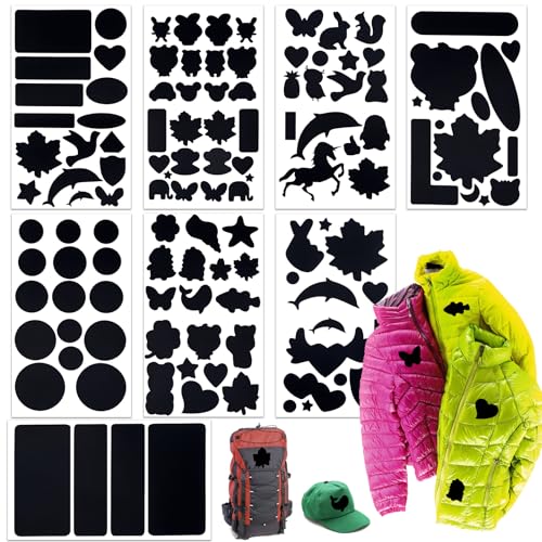 8 Blatt Nylon Reparatur Flicken Selbstklebend, Schwarzer Daunenjacke Patches Fasergewebe kleidung Reparatur flicken, Selbstklebend Reparatur Flicken Kit, Daunenjacke Reparatur Set für Daunenjacke Zelt von Devenirriche