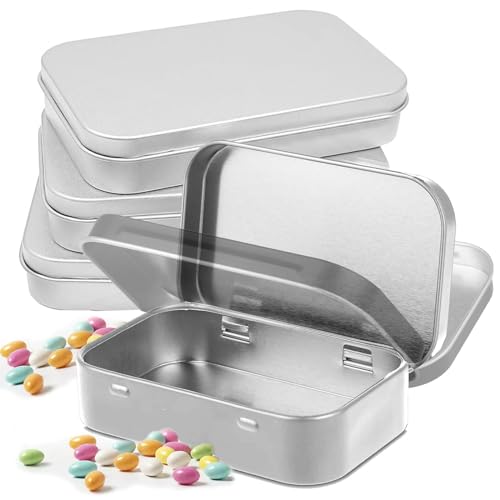 Devenirriche 4 Stück Metalldöschen Rechteckig Kleinen Blechdosen Metalldosenbehälter Silber Metall Boxen Aufbewahrungsbox für Süßigkeiten und kleinen Gegenständen - 9.5 x 6 x 2.1 von Devenirriche
