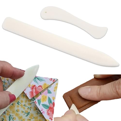 Devenirriche Papier Bonefolder Falzbein Knochen, 2 Stücke Kunststoff Papierfaltset Faltstifte Bone Folder für Papierhandwerk Kartenherstellung Lederverarbeitung von Devenirriche