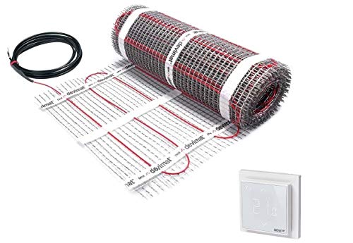 DEVI Devimat Dünnbettset Dünnbett Set mit Devireg SMART (Reinweiß) WLAN Fußbodenheizung DTIF150 (6m2) von Devi