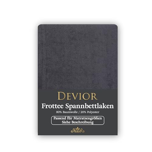 Devior Frottee Winter Spannbettlaken 180x200-200x220 anthrazit | 160 g/m² Bettlaken Weich Warm | für Boxspringbett und Wasserbett | Oeko-TEX Made in Green | Spannbetttücher bis 32cm Matratzenhöhe von Devior